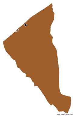 Brunei 'nin Tutong ilçesi, başkenti beyaz arka planda izole edilmiş. Desenli dokuların bileşimi. 3B görüntüleme