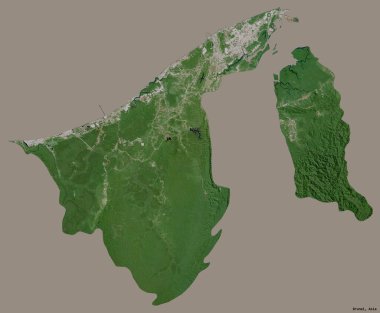 Brunei 'nin sermayesi katı renk arkaplanı ile izole edilmiş hali. Uydu görüntüleri. 3B görüntüleme