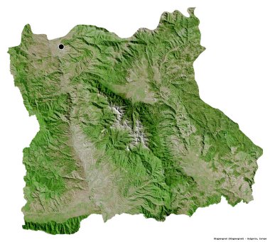 Bulgaristan 'ın Blagoevgrad eyaleti, başkenti beyaz arka planda izole edilmiş. Uydu görüntüleri. 3B görüntüleme