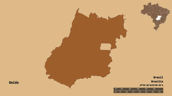 Goias Alakja Brazília Állam Tőkéjét Szilárd Háttérrel Elszigetelve Távolsági Skála — Stock Fotó