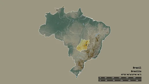 Forma Desnaturalizada Brasil Con Capital Principal División Regional Zona Separada — Foto de Stock