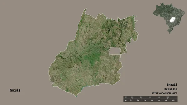 Shape Goias State Brazil Its Capital Isolated Solid Background Distance — Stock Photo, Image