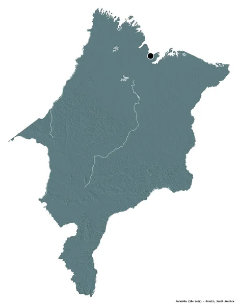 Форма Маранхао Штат Бразилия Столицей Изолированной Белом Фоне Цветная Карта — стоковое фото