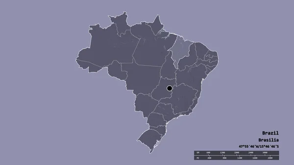 Forma Dessaturada Brasil Com Sua Capital Principal Divisão Regional Área — Fotografia de Stock