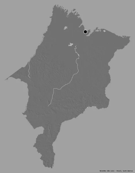 Forma Maranhão Estado Brasil Com Sua Capital Isolada Fundo Cor — Fotografia de Stock