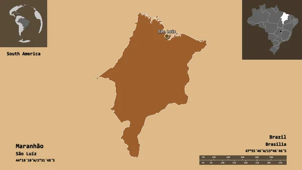 Σχήμα Maranhao Πολιτεία Της Βραζιλίας Και Την Πρωτεύουσά Της Κλίμακα — Φωτογραφία Αρχείου