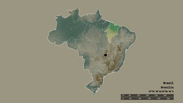 Zdesperowany Kształt Brazylii Stolicą Głównym Oddziałem Regionalnym Oddzielonym Obszarem Maranhao — Zdjęcie stockowe