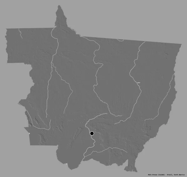 Forma Mato Grosso Estado Brasil Con Capital Aislado Sobre Fondo — Foto de Stock