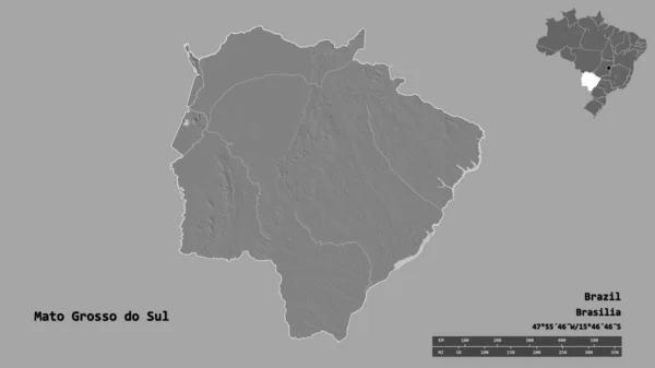 Forma Mato Grosso Sul Estado Brasil Con Capital Aislada Sobre —  Fotos de Stock