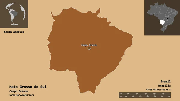 Σχήμα Mato Grosso Sul Πολιτεία Της Βραζιλίας Και Την Πρωτεύουσά — Φωτογραφία Αρχείου