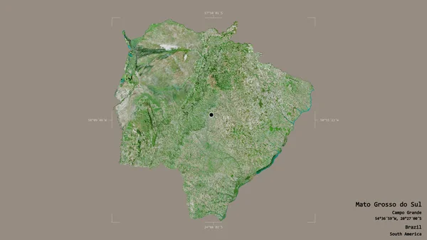 巴西南部马托格罗索州马托格罗索州的一个地区 在一个地理参照框的坚实背景下被隔离 卫星图像 3D渲染 — 图库照片