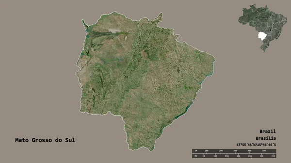 Forma Mato Grosso Sul Estado Brasil Con Capital Aislada Sobre —  Fotos de Stock