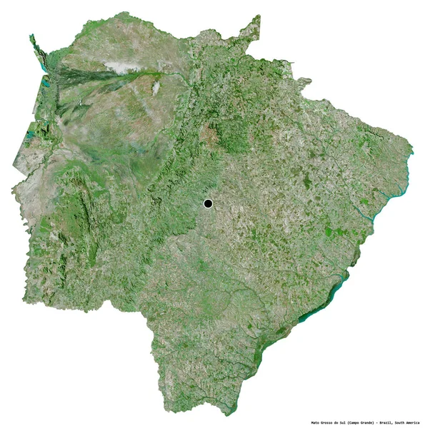 Shape Mato Grosso Sul State Brazil Its Capital Isolated White — Stock Photo, Image