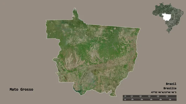 Forme Mato Grosso État Brésil Avec Capitale Isolée Sur Fond — Photo