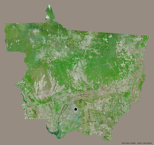 ブラジルの首都マトグロッソの形は しっかりとした色の背景に隔離されています 衛星画像 3Dレンダリング — ストック写真