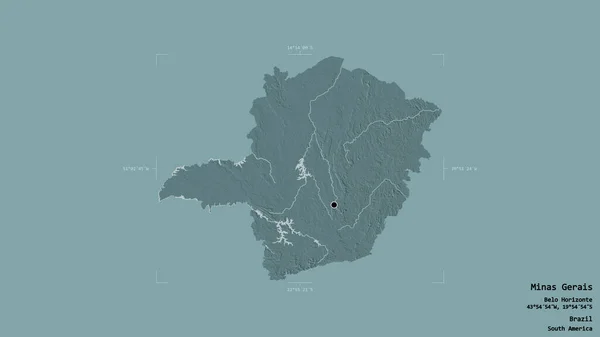 Brezilya Nın Minas Gerais Eyaletinin Bir Coğrafi Sınır Kutusunda Katı — Stok fotoğraf