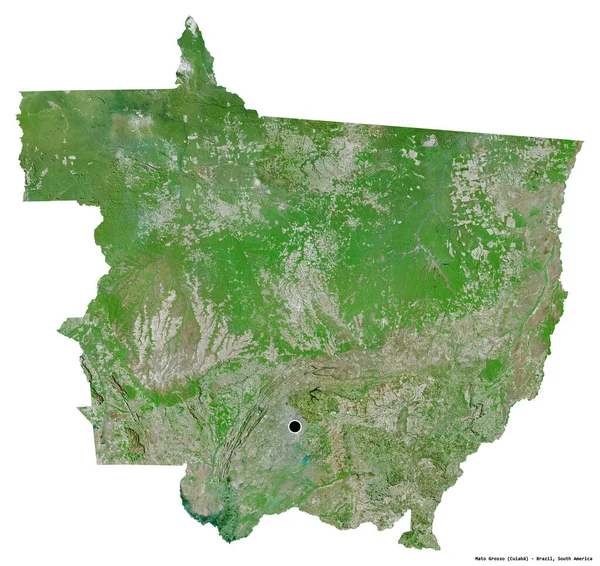 Форма Мату Гросу Штат Бразилія Столицею Ізольованою Білому Тлі Супутникові — стокове фото