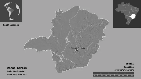 Σχήμα Minas Gerais Πολιτεία Της Βραζιλίας Και Την Πρωτεύουσά Της — Φωτογραφία Αρχείου