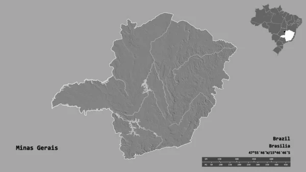 Alakja Minas Gerais Brazília Állam Tőke Elszigetelt Szilárd Háttérrel Távolsági — Stock Fotó