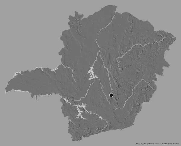 Tvar Minas Gerais Stát Brazílie Jeho Hlavním Městem Izolované Pevném — Stock fotografie