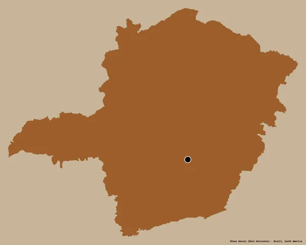 米纳斯吉拉斯州的形状 它的首都被隔离在纯色的背景上 图形纹理的组成 3D渲染 — 图库照片