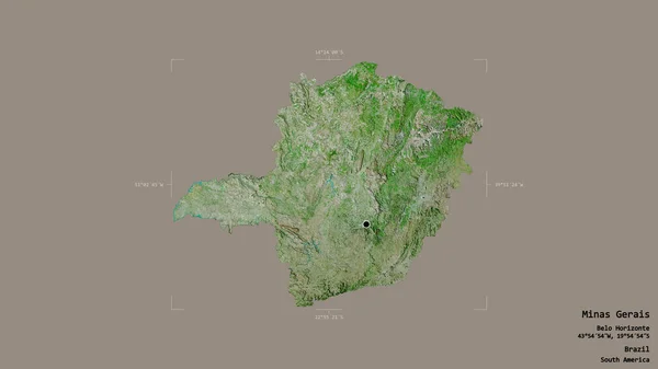 Oblast Minas Gerais Stát Brazílie Izolovaná Pevném Pozadí Georeferencované Hraniční — Stock fotografie