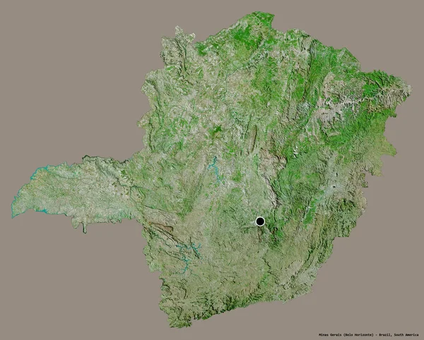 Форма Минас Жерайс Штат Бразилия Столицей Изолированы Прочном Цветном Фоне — стоковое фото