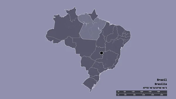 Desaturated Shape Brazil Its Capital Main Regional Division Separated Para — Stock Photo, Image