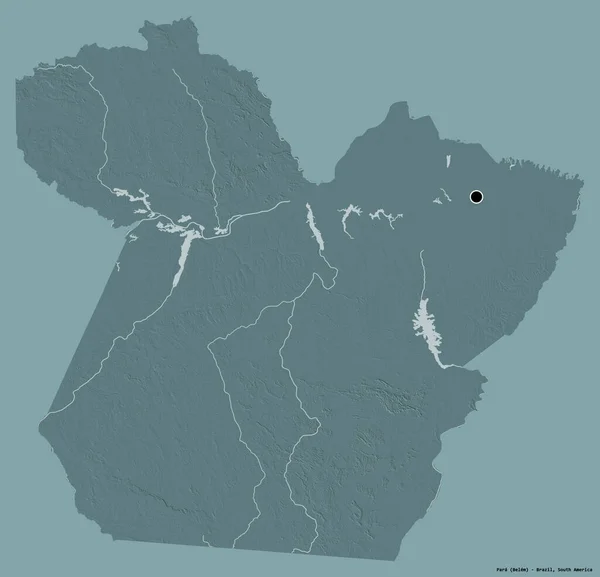 巴西的帕拉形状 首都被隔离在纯色的背景上 彩色高程图 3D渲染 — 图库照片