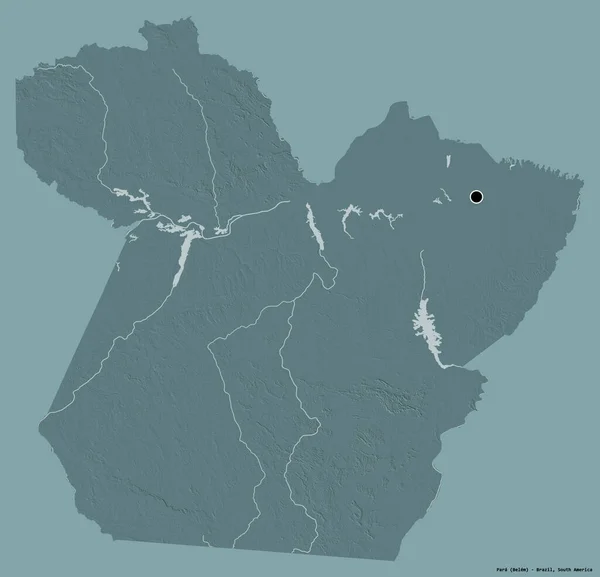 Forma Pará Estado Brasil Com Sua Capital Isolada Fundo Cor — Fotografia de Stock