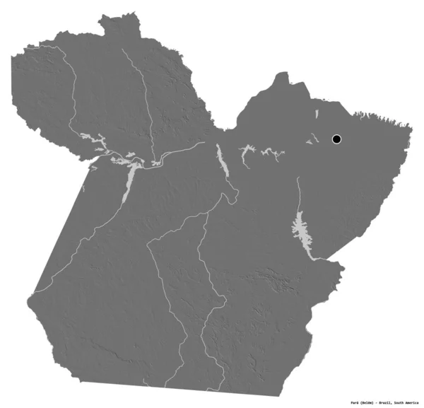 巴西的帕拉形状 首都被白色背景隔离 Bilevel高程图 3D渲染 — 图库照片