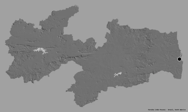 Forma Paraíba Estado Brasil Com Sua Capital Isolada Fundo Cor — Fotografia de Stock