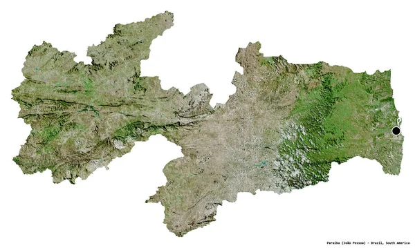 巴西帕拉伊巴州的形状 首都被白色背景隔离 卫星图像 3D渲染 — 图库照片