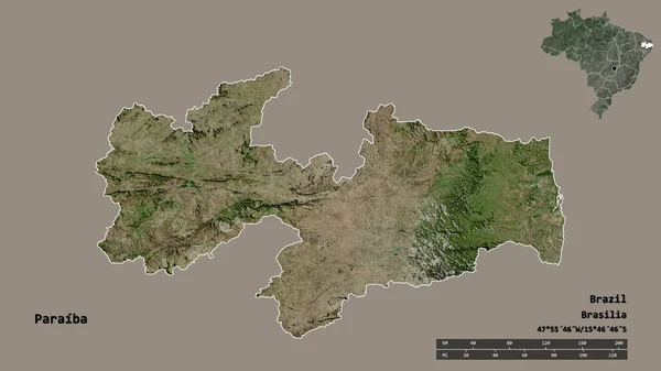 Forma Paraíba Estado Brasil Con Capital Aislada Sobre Fondo Sólido —  Fotos de Stock