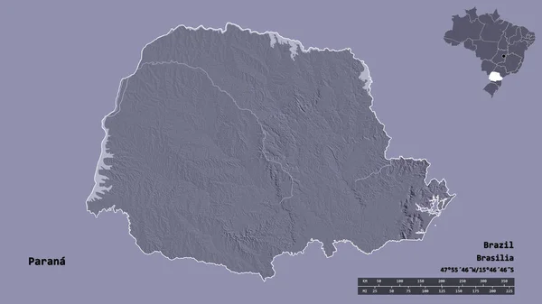 Forma Paraná Estado Brasil Con Capital Aislada Sobre Fondo Sólido —  Fotos de Stock