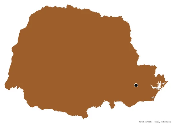 Форма Параны Штат Бразилия Столицей Изолированной Белом Фоне Состав Узоров — стоковое фото