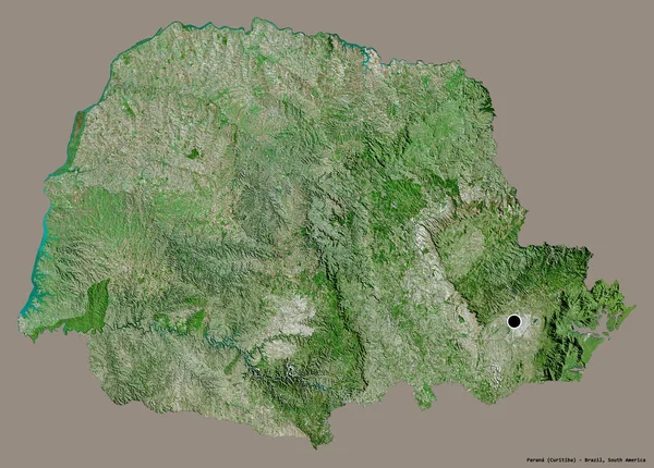 Form Parana Delstaten Brasilien Med Sin Huvudstad Isolerad Solid Färg — Stockfoto
