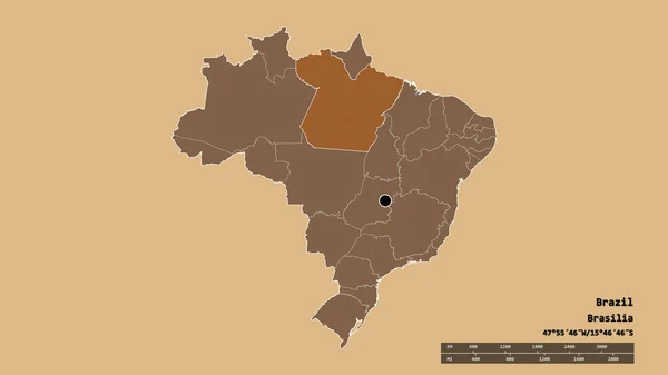 Forma Dessaturada Brasil Com Sua Capital Principal Divisão Regional Área — Fotografia de Stock