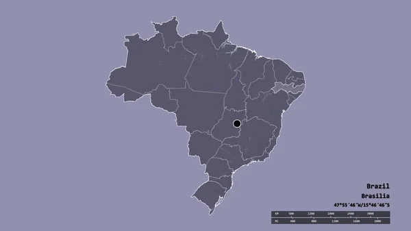 Desaturated Shape Brazil Its Capital Main Regional Division Separated Pernambuco — Stock Photo, Image