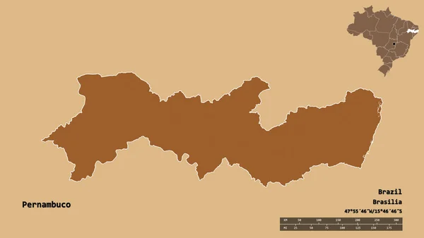 Forma Pernambuco Estado Brasil Con Capital Aislada Sobre Fondo Sólido — Foto de Stock