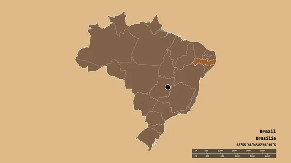 Desaturated Shape Brazil Its Capital Main Regional Division Separated Pernambuco — Stock Photo, Image