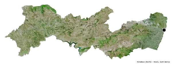 ブラジルのペルナンブコ州の形で 首都は白い背景に孤立しています 衛星画像 3Dレンダリング — ストック写真