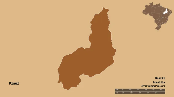 Bentuk Piaui Negara Bagian Brasil Dengan Ibukotanya Terisolasi Dengan Latar — Stok Foto