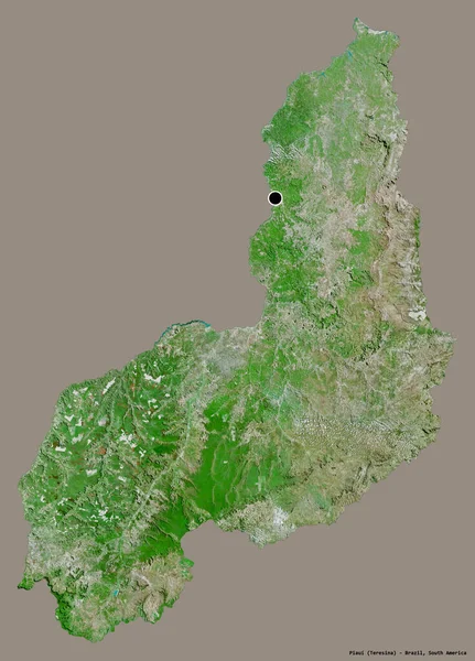巴西皮奥伊州的形状 其首都被隔离在纯色的背景下 卫星图像 3D渲染 — 图库照片