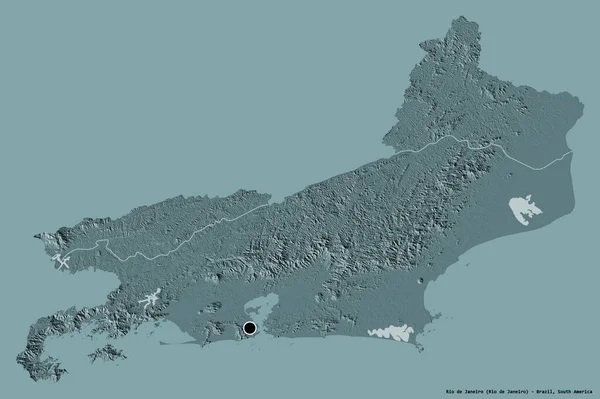 Rio Janeiro Brezilya Eyaleti Başkenti Katı Renk Arkaplanı Ile Izole — Stok fotoğraf