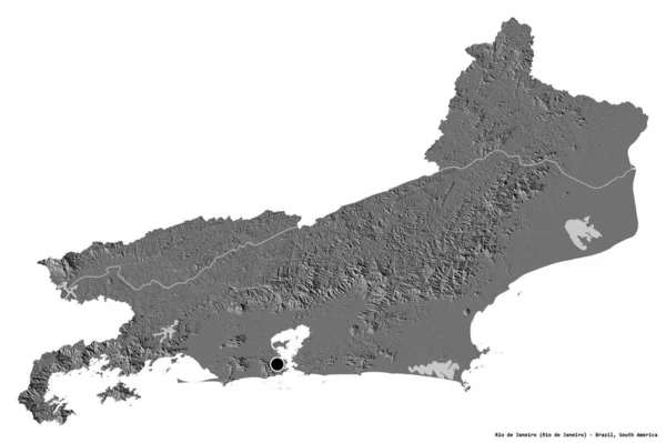 Forma Río Janeiro Estado Brasil Con Capital Aislada Sobre Fondo — Foto de Stock