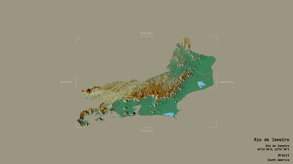 Oblast Rio Janeiro Stát Brazílie Izolovaná Pevném Pozadí Georeferencované Hraniční — Stock fotografie