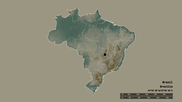 Ungesättigte Form Brasiliens Mit Seiner Hauptstadt Der Wichtigsten Regionalen Teilung — Stockfoto