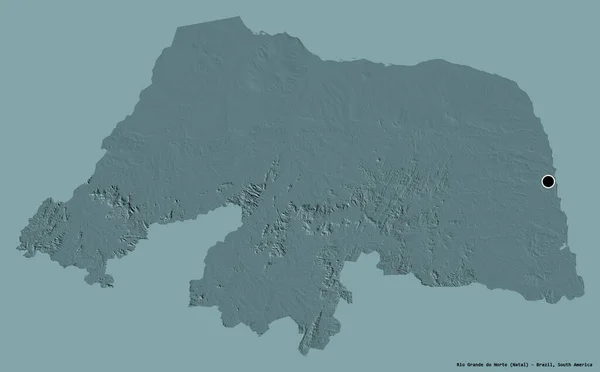 Forma Rio Grande Norte Estado Brasil Con Capital Aislada Sobre — Foto de Stock