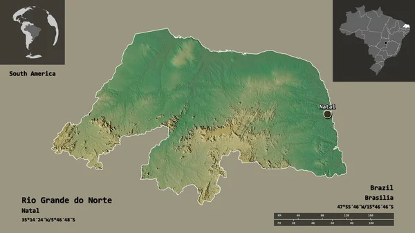 Форма Ріо Гранде Норте Штат Бразилія Столиця Масштаб Відстаней Превью — стокове фото